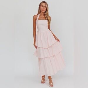 Chic Pink Tiered Maxi Dress